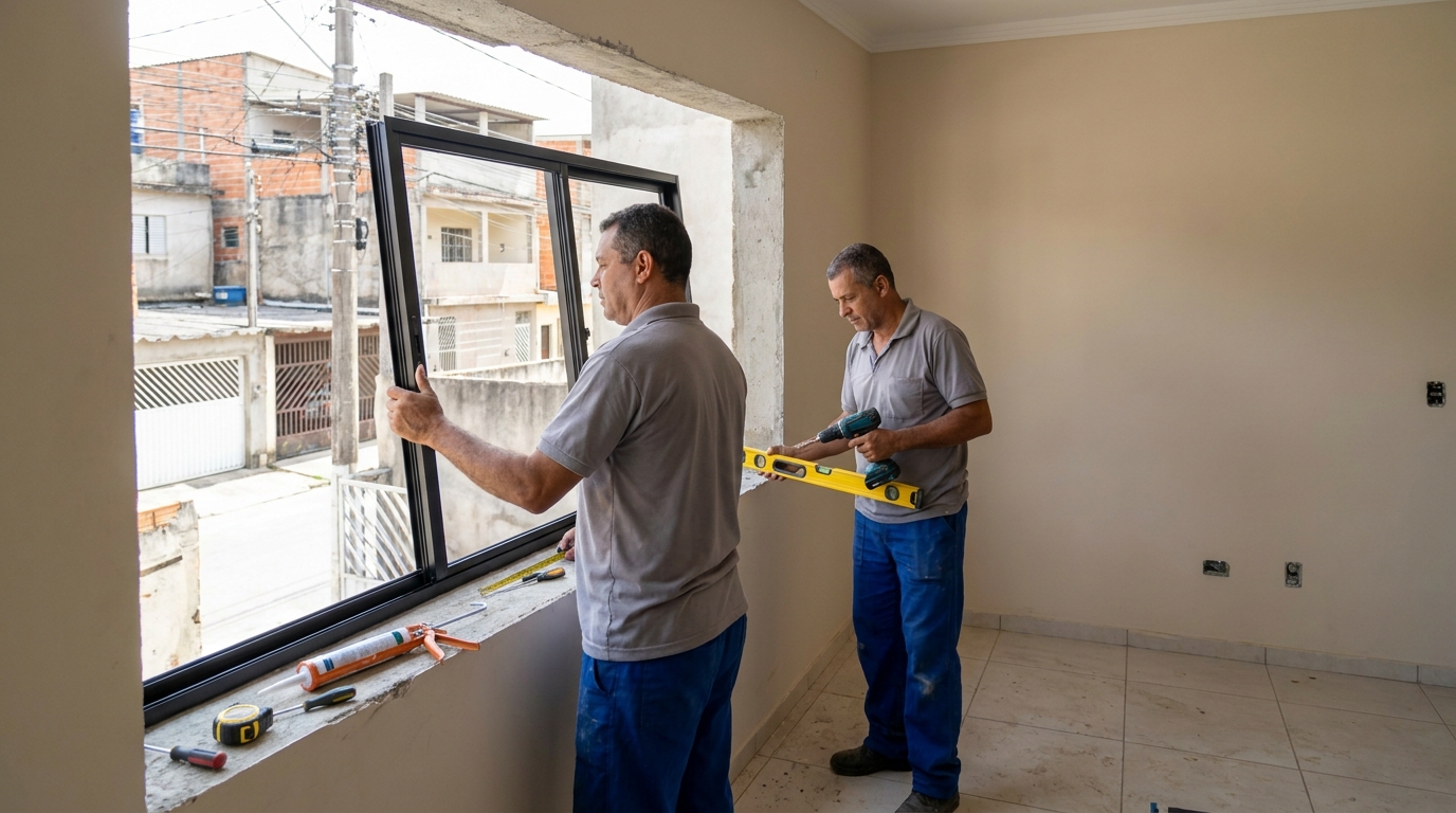 Esquadria de alumínio com vista para rua em Betim-MG